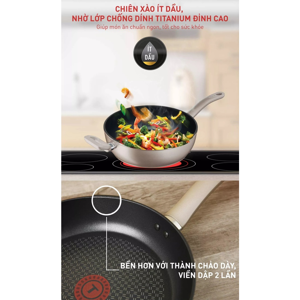 Chảo chiên sâu lòng 28cm đáy từ chống dính hai quai Tefal Sensations H9109014 - Hàng chính hãng