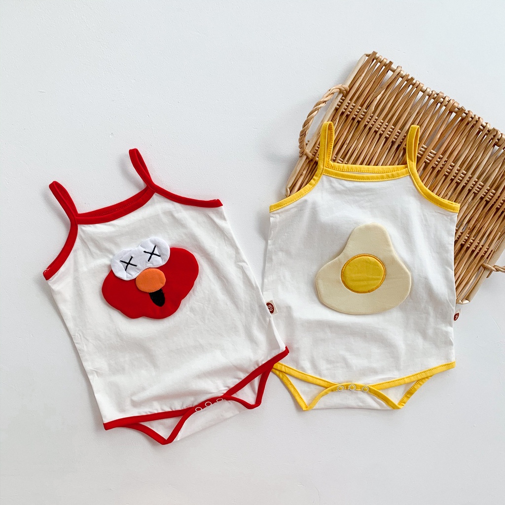 Áo Liền Quần Hai Dây In Hoạt Hình Đáng Yêu Cho Trẻ Sơ Sinh