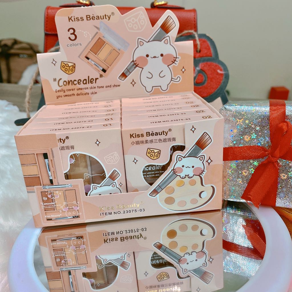 Hộp 3 ô che khuyết điểm mèo trắng Kissbeauty KB