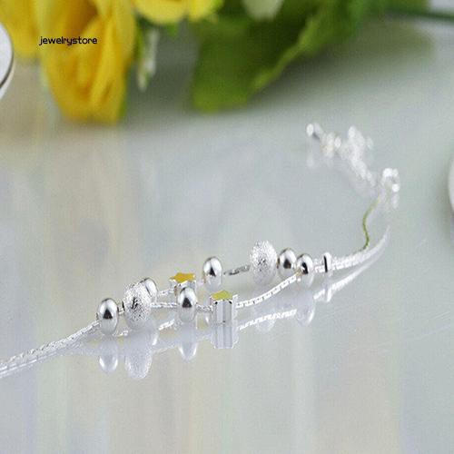 Vòng tay mạ bạc dạng chuỗi hạt hình ngôi sao thời trang cho nữ | BigBuy360 - bigbuy360.vn