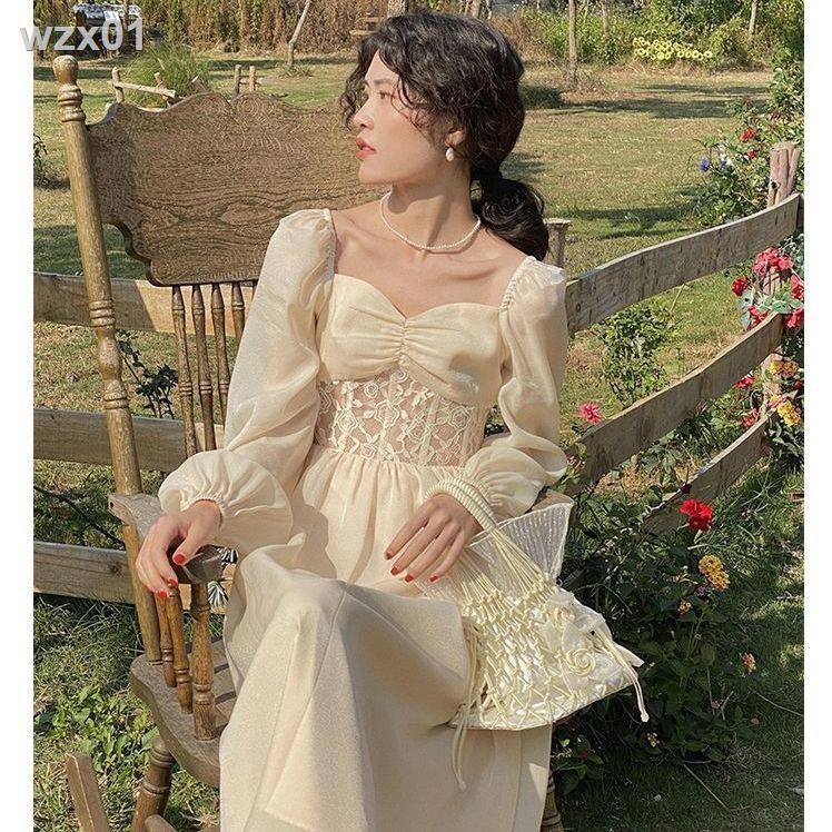 Alice Garden Kiểu Pháp ren rỗng trang nhã váy cổ điển, xuân hè mới 2021