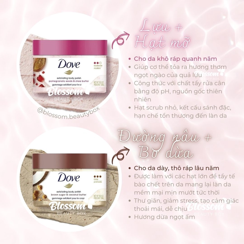 Tẩy da chết body Dove polish 298g Hàng Mỹ