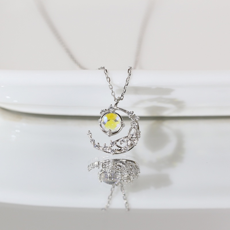 Dây chuyền bạc nữ 925 hình mặt trăng đá moonstone lấp lánh - DB2615 - Bảo Ngọc Jewelry