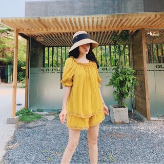 🍀 Bộ đũi nữ - Set bánh bèo dễ thương 2 màu đỏ vàng 🍀