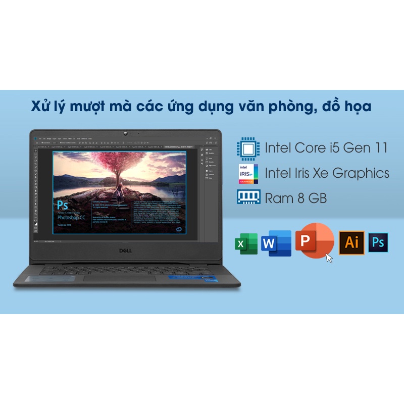 Laptop Dell Vostro 3400 (70234073)/ Black/ Intel Core i5-1135G7 (2.5Ghz up to 4.20GHz, 8MB)/ RAM 8GB DDR4/ 256GB SSD