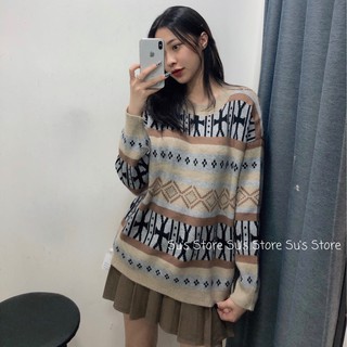 Áo len thổ cẩm cổ tròn