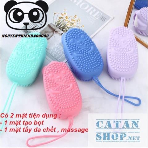 Bông Tắm Silicon Tạo Bọt Massage Hình Chuột Cute, Tẩy Da Chết 2 Mặt