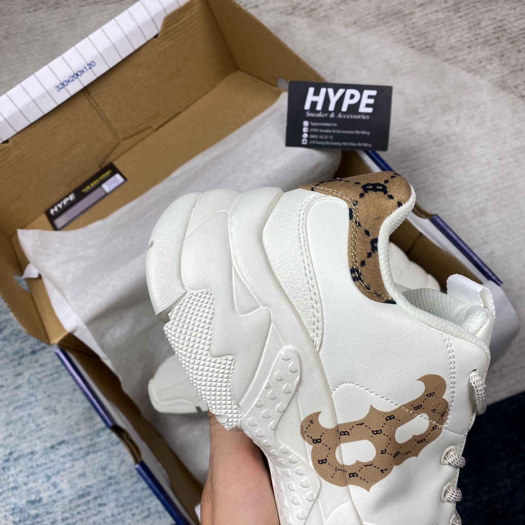 Giày sneaker MLB Chunky Mono Heel Boston Red Sox (Trắng/Vàng) - Hype Sneaker | Bản 1:1
