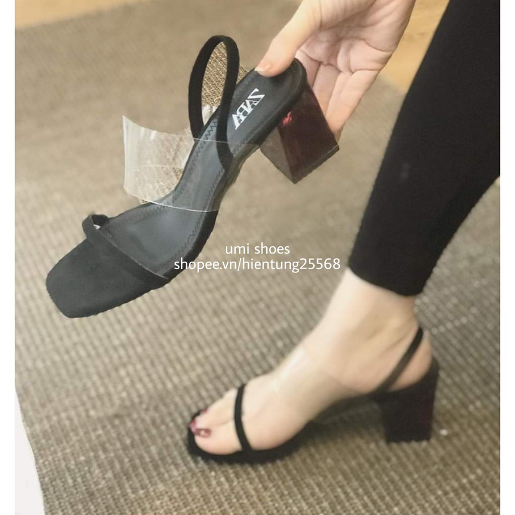 HOT 2020 Giày Sandal quai ngang gót đỏ 5 phân mũi vuông ZR dễ phối đồ đi làm đi biển trẻ trung mẫu mới hot 2020 hit | WebRaoVat - webraovat.net.vn