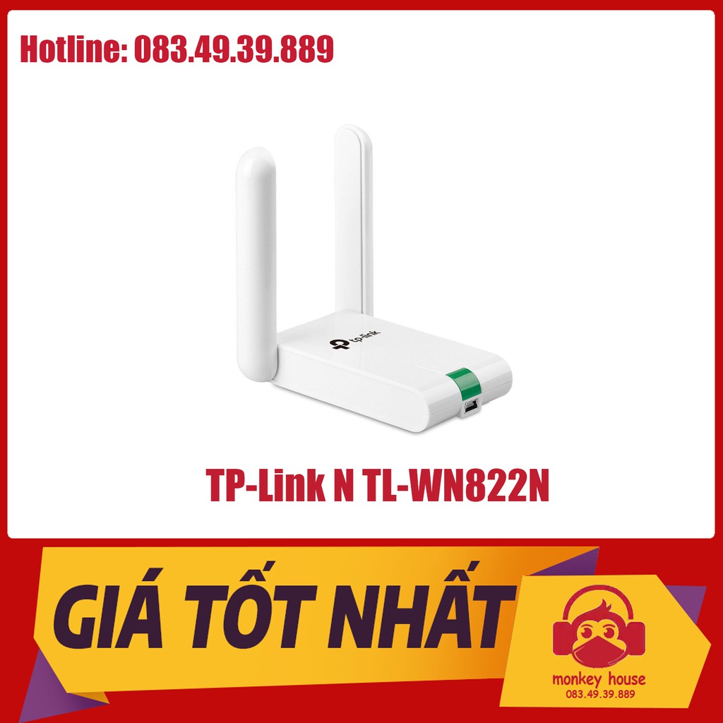 USB kết nối Wi-Fi Độ lợi cao TP-Link N 300Mbps TL-WN822N - Hàng Chính Hãng