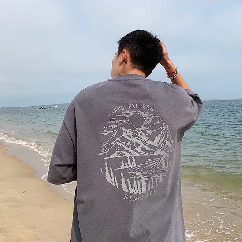 Áo Thun Tay Ngắn Dáng Rộng Phong Cách Hip Hop Đường Phố Hàn Quốc Thời Trang Mùa Hè Cho Nam Cỡ Lớn M-5XL