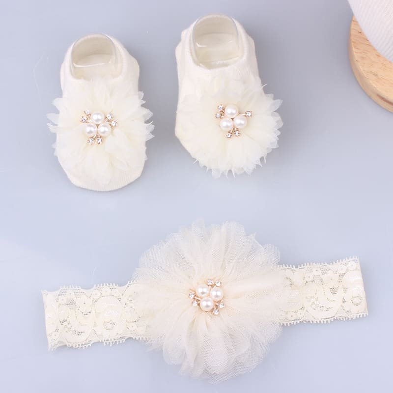 Bé bimbim đầu nhóm Socks Set Lac Flower phát sữa ban tóc non Turbạn guys đồ nghề tóc