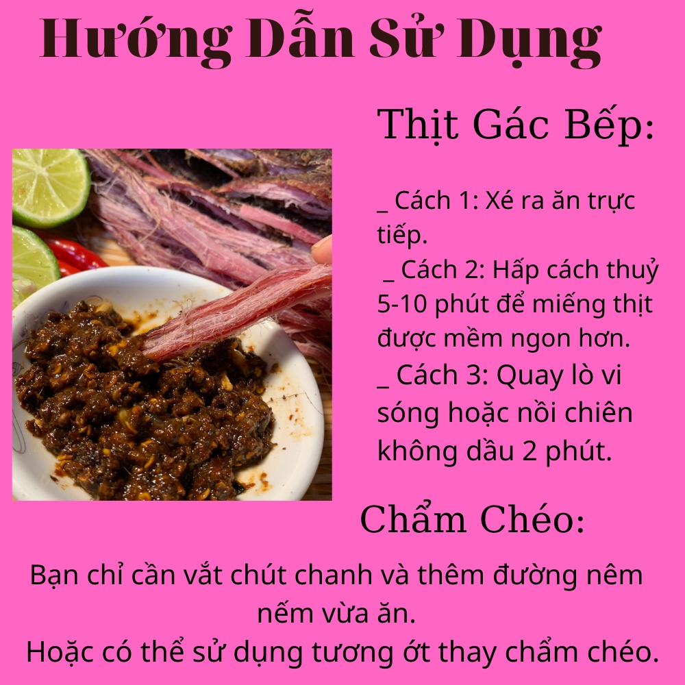 250Gr Thịt Lợn (Heo) Khô gác bếp Tây Bắc thơm mùi hạt dổi , mắc khén -Tặng chẩm chéo