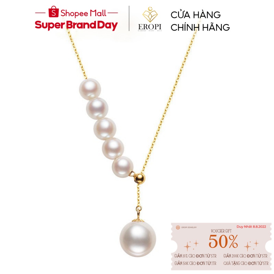 Dây chuyền ngọc trai Freshwater tròn 8-9mm 18k