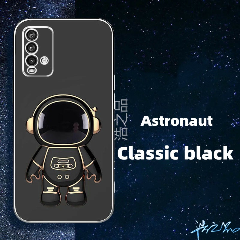 Ốp Điện Thoại Mạ Điện Họa Tiết Phi Hành Gia 6D Có Giá Đỡ Cho Redmi 9T 10C 10 2022