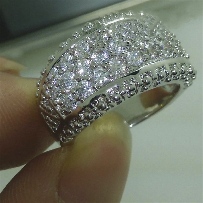 Nhẫn cưới đính đá zircon phong cách sang trọng thời trang cho nữ