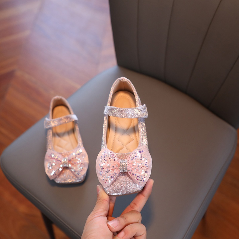 Giày Búp Bê Đính Kim Sa Đế Mềm Cho Bé Gái