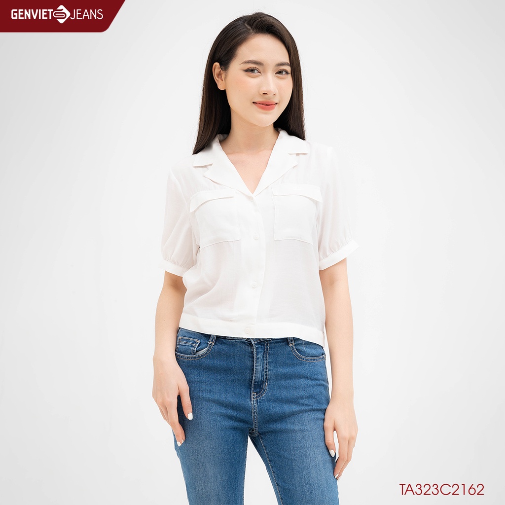 Áo Sơmi Cộc Tay Genviet Dáng Suông Nữ TA323C2162