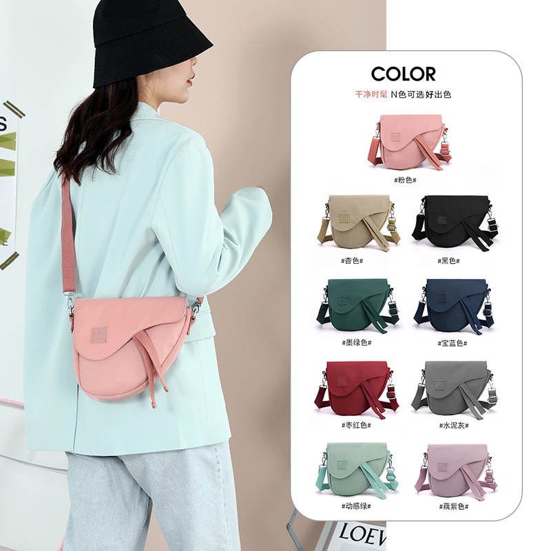 Túi Yên Ngựa Bằng Vải Bạt nylon Bên Hông Đơn Giản Chống Nước Phong Cách Nhật Bản Cho Nữ