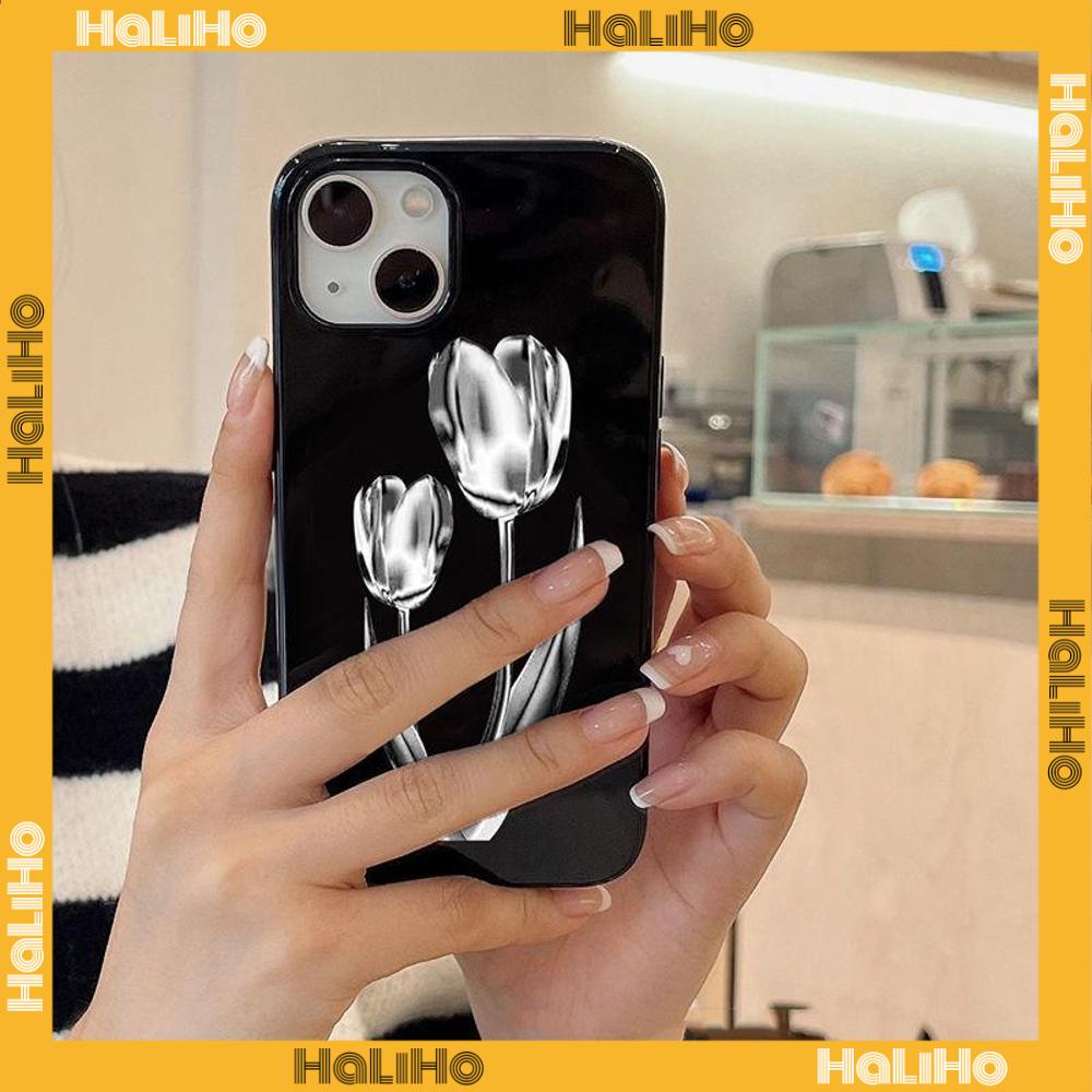 iPhone Case Silicone Soft Case Black TPU Glossy Big Hole Camera Protection Shockproof Rose Flower For iPhone 13 Pro Max iPhone 12 Pro Max iPhone 11 Pro Max iPhone 7Plus iPhone x xr