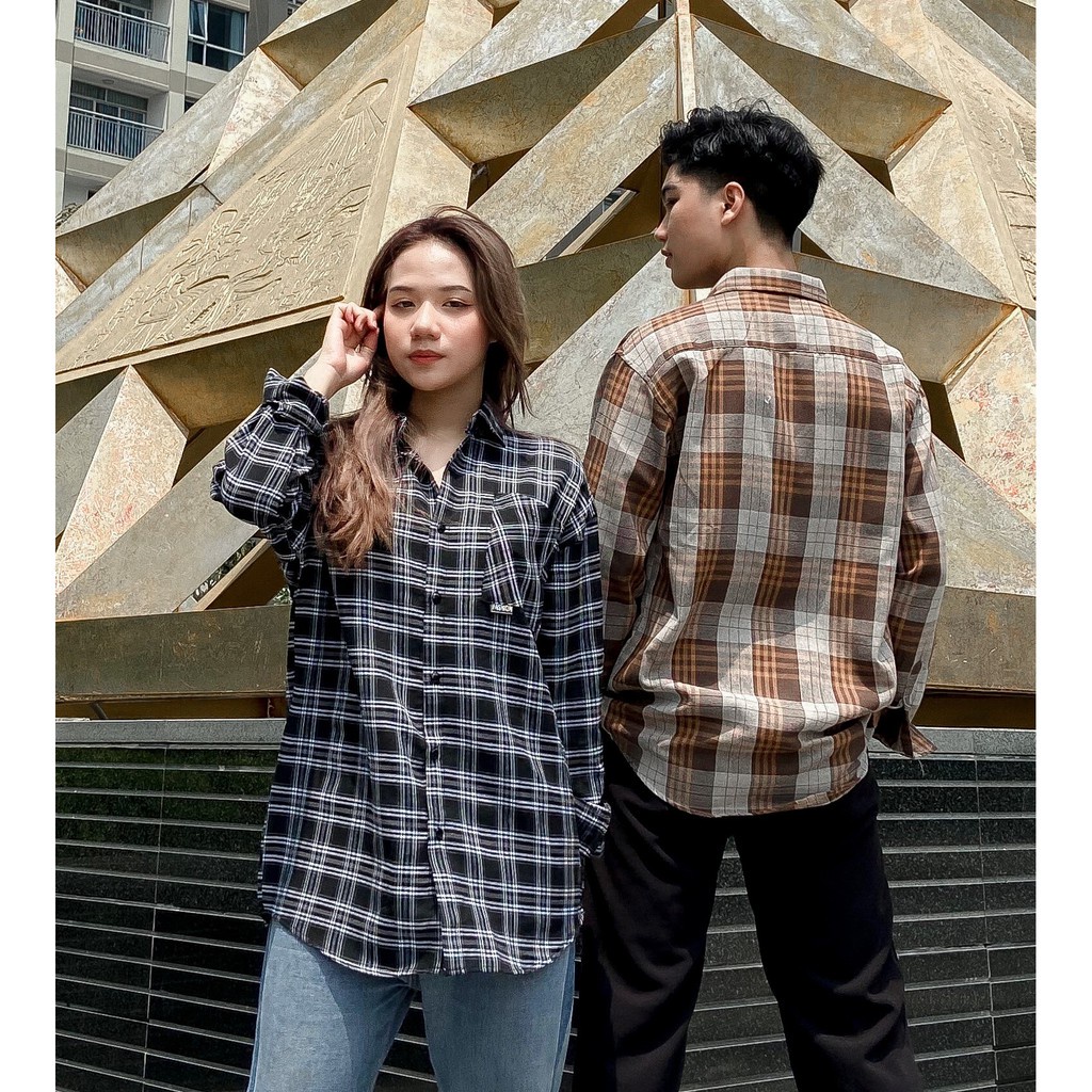 Áo Sơ Mi Flannel Caro Nam Nữ chống nắng Áo Flannel Nam Nữ đi nắng Phong Cách Hàn - QSTORE