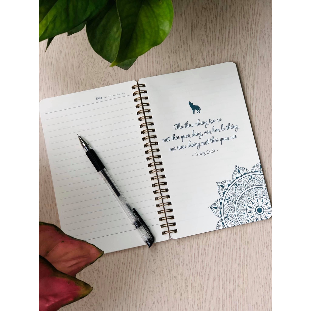 Sổ Thành công chân thựcin với các thông điệp truyền cảm hứng Trong Suốt - Sổ gáy lò xo notebook A6, bìa giấy cứng + mica