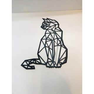 Tranh 3D decor gỗ hình mèo mun