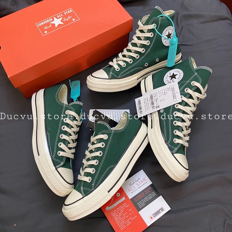 GIÀY CONVES 1970S GREEN VINTAGE CANVAS LAI AU