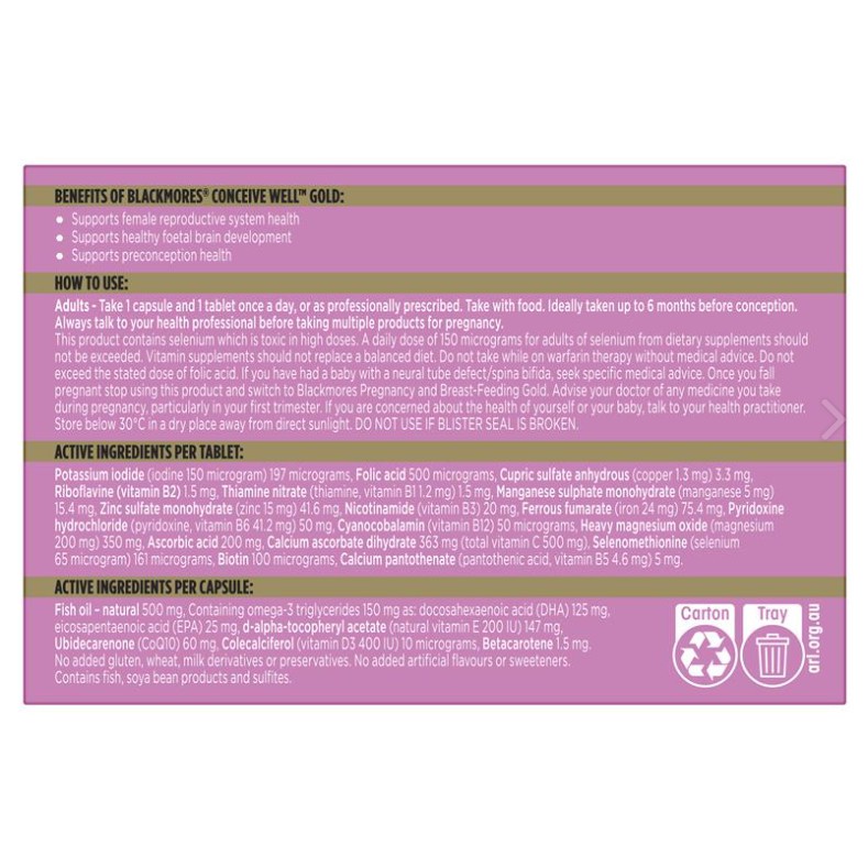 Viên Uống Blackmores Conceive Well Gold, 28 + 28 viên | Thế Giới Skin Care