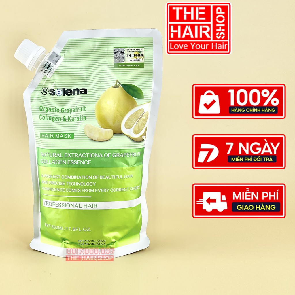 Hấp ủ tóc siêu phục hồi hấp tóc bưởi SELENA 500ml, sản phẩm được các salon lớn tin dùng giá cả hợp lí chất lượng 5sao