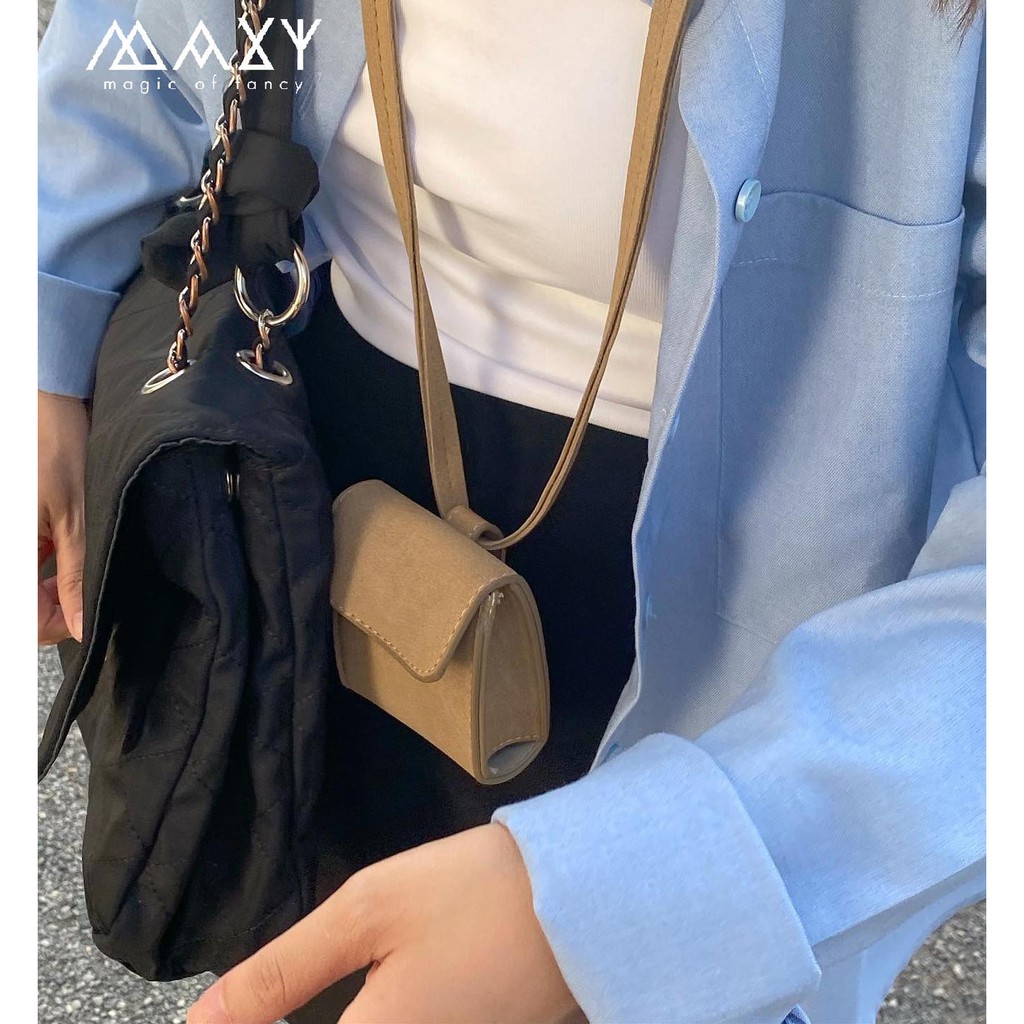 Áo sơ mi nữ form rộng có túi blue pocket shirt Maxy Workshop
