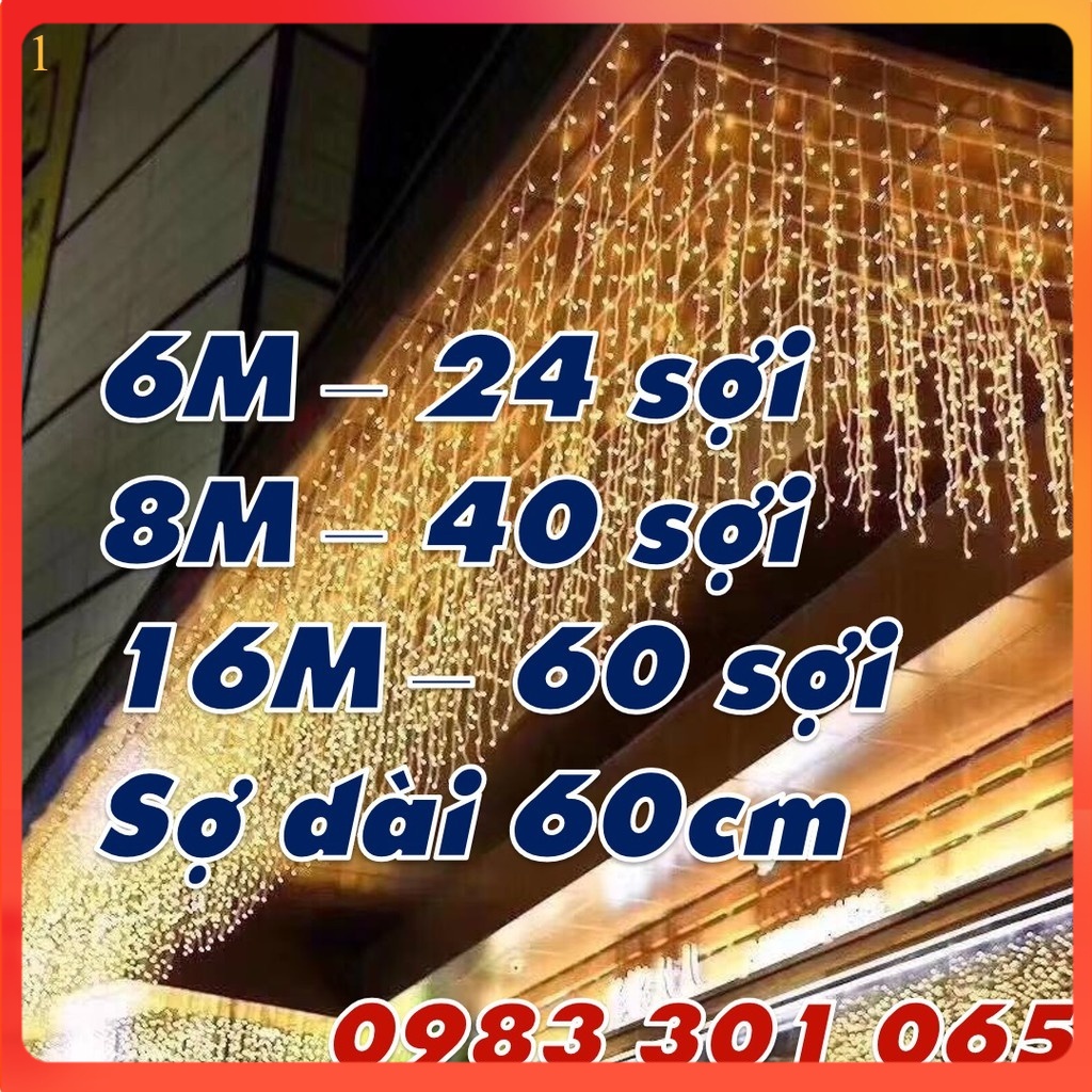 Giá Sỉ Đèn LED mành Ngang 6m, 24 Sợi dài 50-60cm (không nháy) Hàng Loại 1