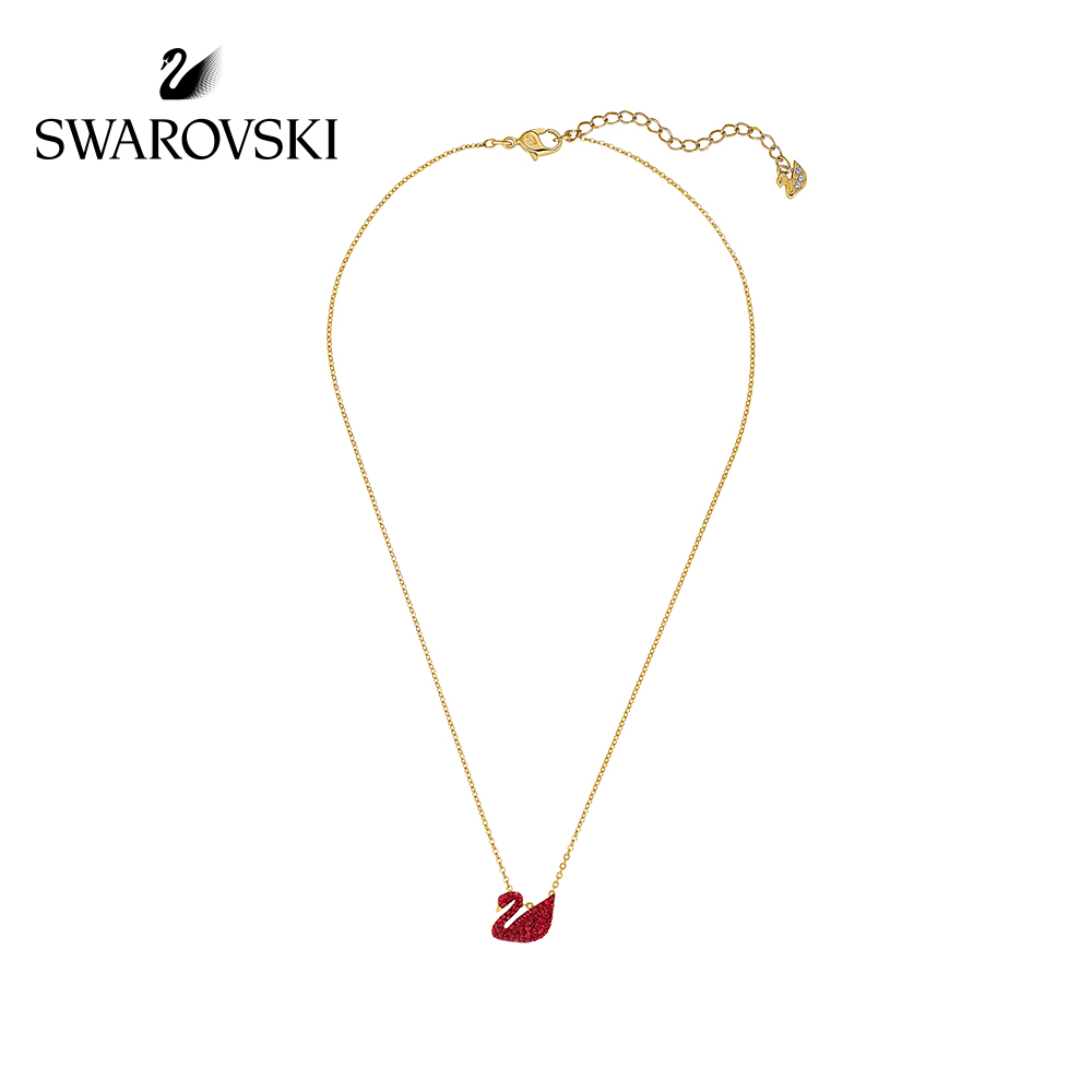 Dây chuyền đính mặt dây hình thiên nga của Swarovski kinh điển đính pha lê màu đỏ thời trang độc đáo