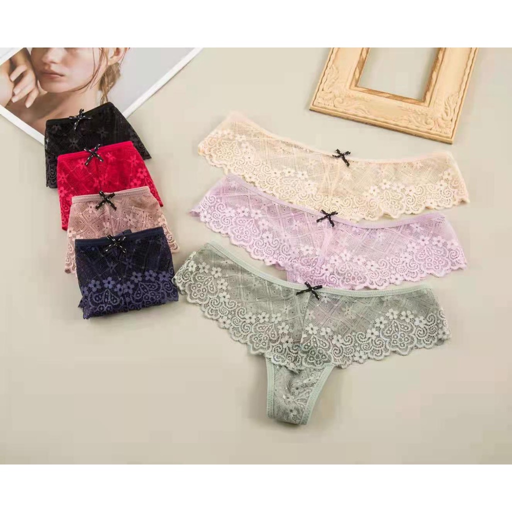 Quần lót nữ quần lọt khe ren hoa mềm mại đính nơ sexy gợi cảm quyến rũ