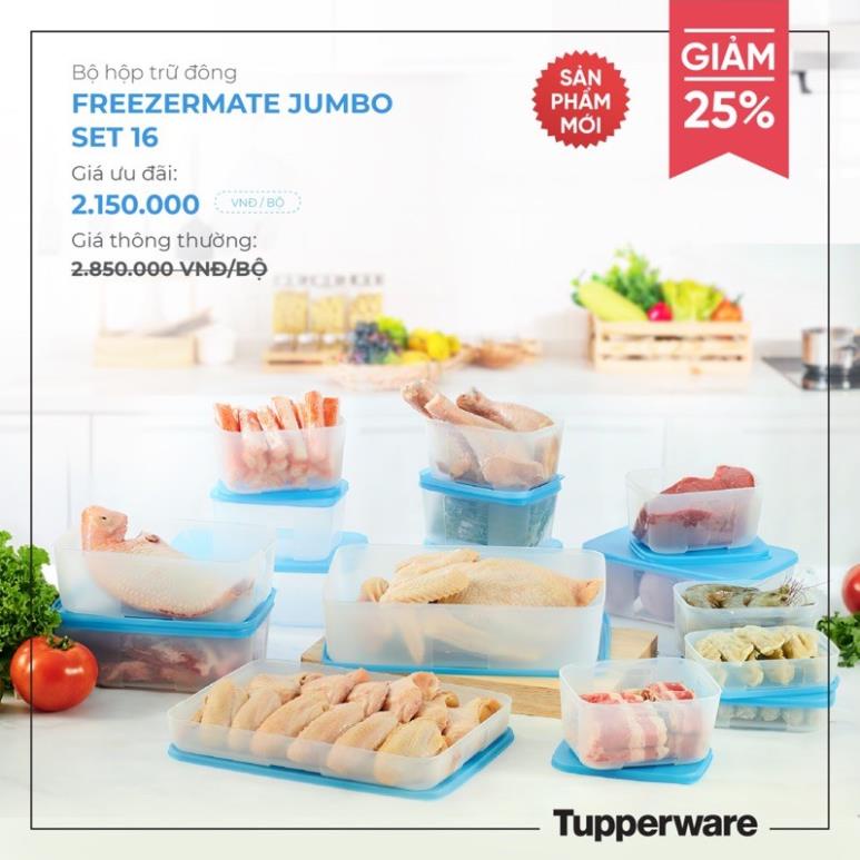 Bộ trữ đông Tupperware 16 hộp Freezermate Jumbo - Chính hãng Tupperware Việt Nam phân phối chính hãng