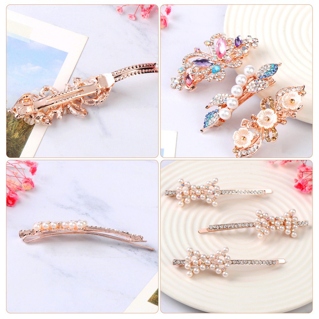 Kẹp Tóc Hình Hoa Và Bướm Đính Ngọc Trai Thời Trang Cho Nữ