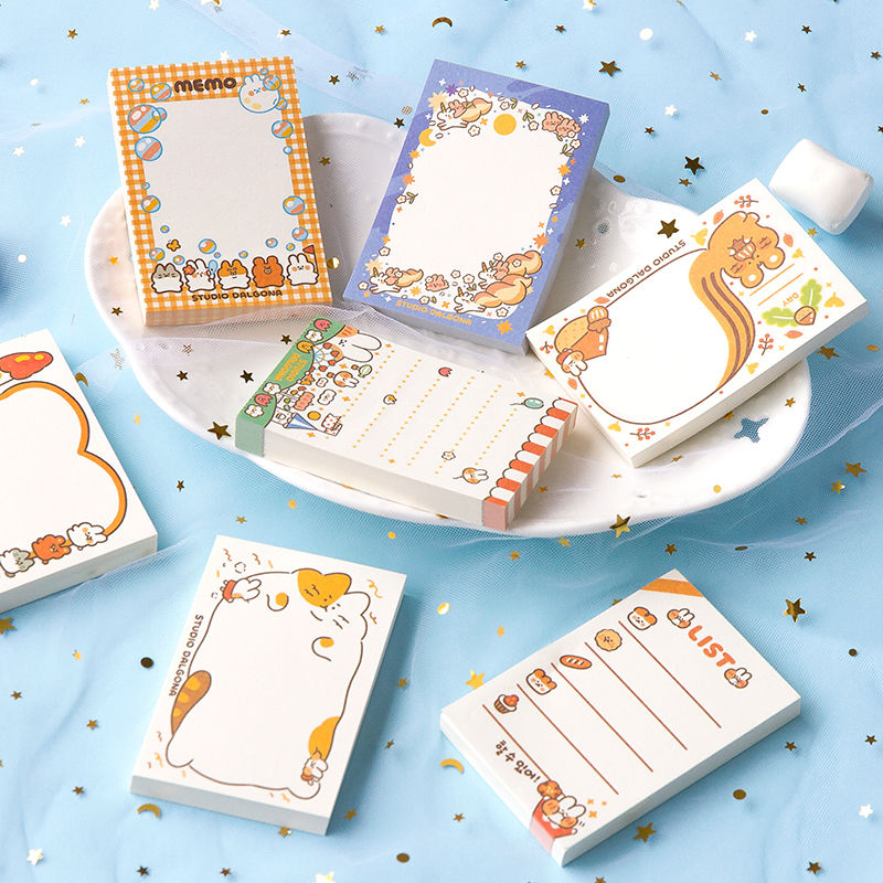 Korean-Style Cute Bread Rabbit Cartoon Note Book Tearable Handbook Convenient Small Notebook Memo Message Book100Zhang I9Z2