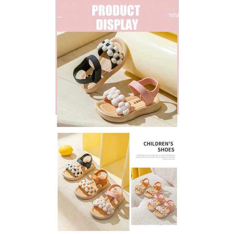 Giày sandal IQ ANGEL đế mềm đính bông hoa thời trang mùa hè xinh xắn dành cho bé gái