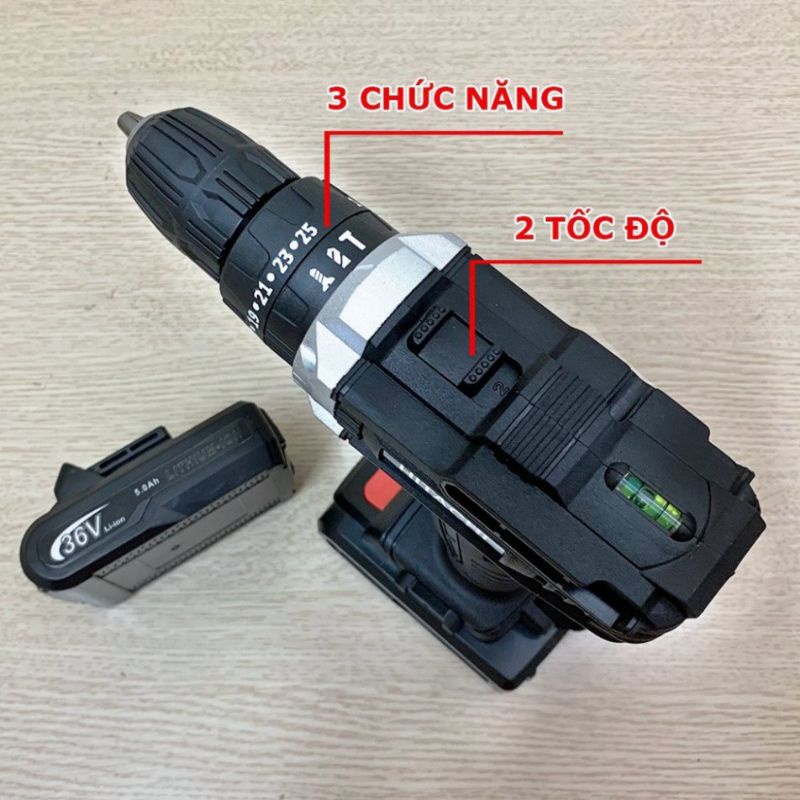 Máy khoan pin 36v 3 chức năng, bắt vít khoan tường có búa