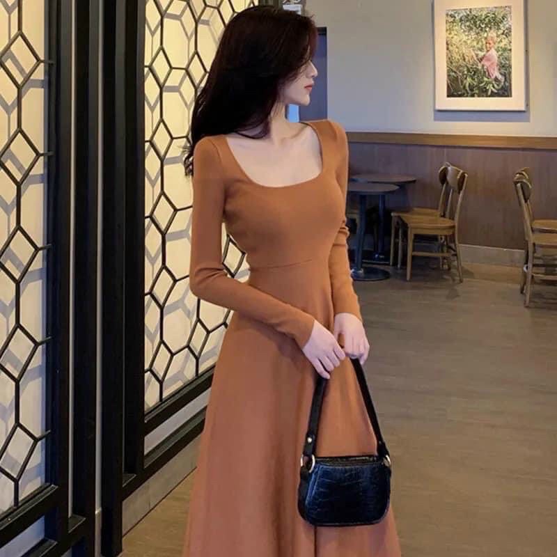 Váy Len - Đầm Len Dáng Xoè Chất Len Tăm Hàng Đẹp