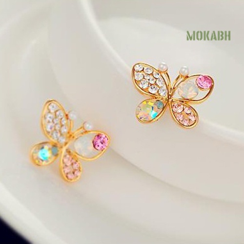 Bông Tai Hình Bướm Rỗng Đính Đá Dễ Thương Thời Trang Cho Nữ