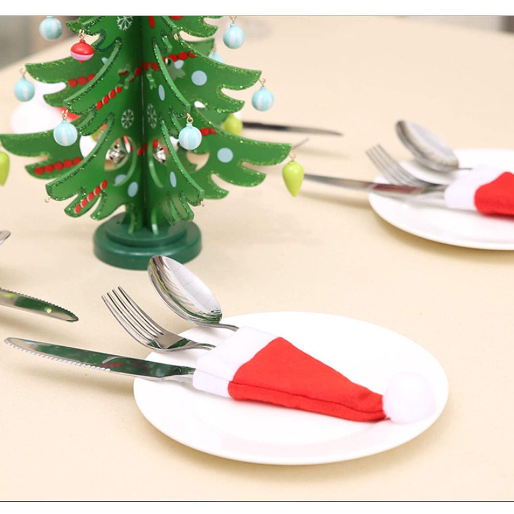 Túi Đựng Muỗng Nĩa Hình Nón Ông Già Noel Mini