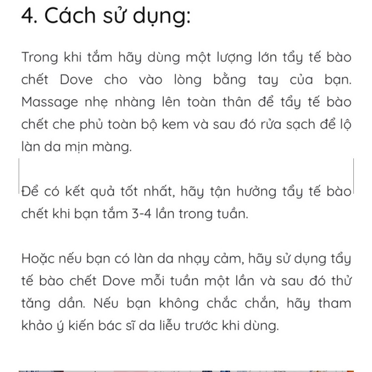 TẨY DA CHẾT DOVE Exfoliating Body chăm sóc da giúp da sáng mịn bản Mỹ 298gr