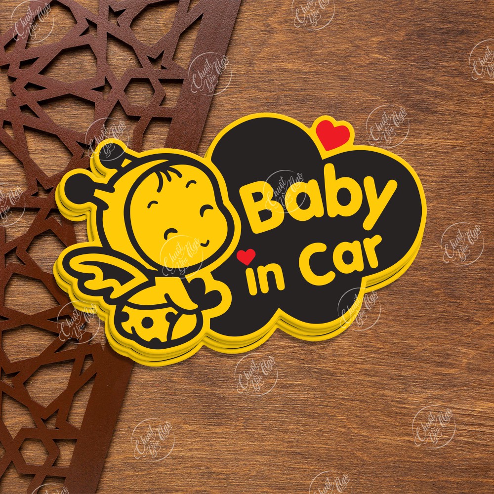 Combo 2 logo sticker 15cm x 9cm Baby In Car cho xe ô tô