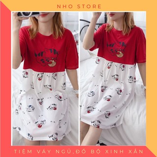 Váy ngủ cute chất vải mềm mát , váy nữ dễ thương có túi