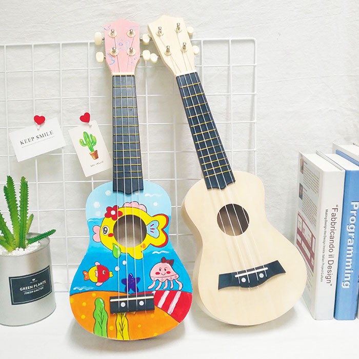 Đàn guitar mini cho bé tự lắp ráp, tô màu, học nhạc