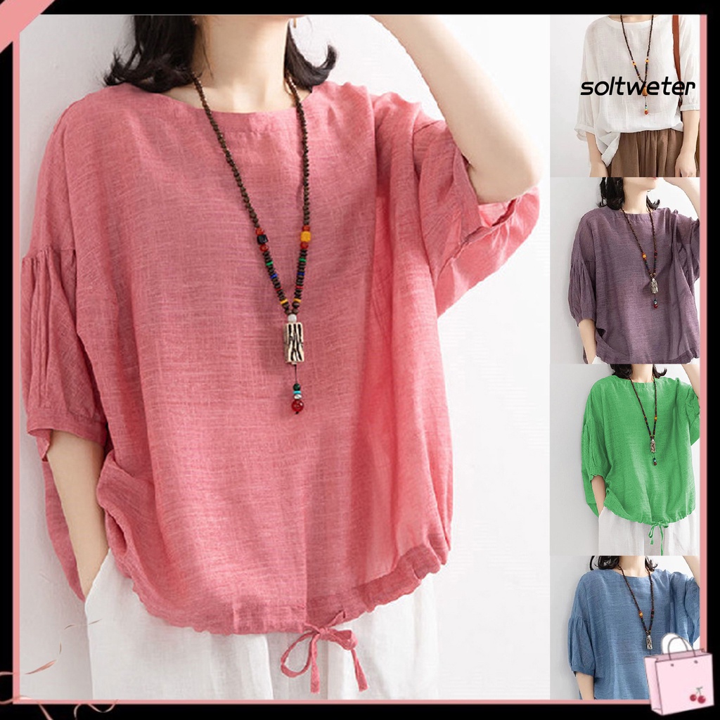 Áo Cánh Dơi Tay Lỡ Chất Liệu Cotton Thoáng Khí Thời Trang Cho Nữ Mặc Hàng Ngày