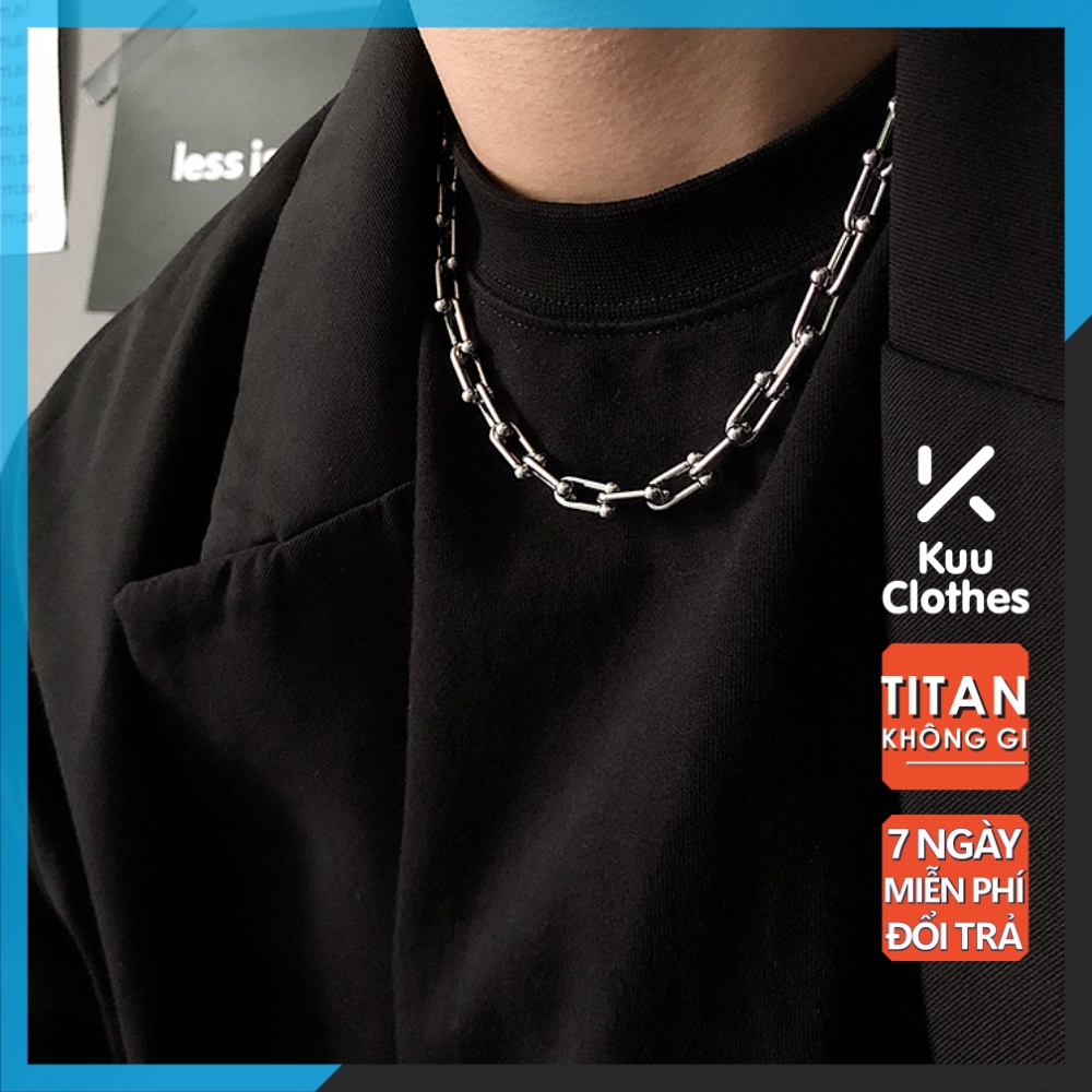 Dây Chuyền Xích Nam Clavicle Chains Kuu Clothes Màu Bạc Đẹp - Vòng Cổ Nam Chữ U Phong Cách Ngầu Chất Titan Cuff