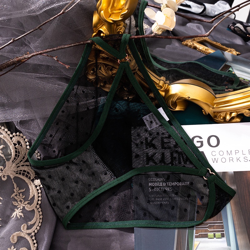 Quần Lót Ren Nữ Chấm Bi Khoen Tim Hai Bên Hông Phối Viền Màu Chíp Ren Xinh Xắn Dễ Thương Mainia Shop