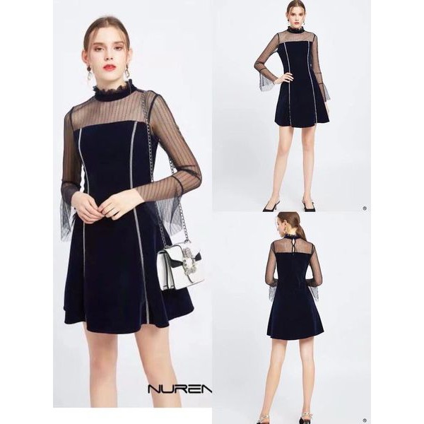 Váy Nhung phối tay voan cực sành điệu